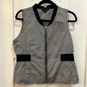 Sun Kim Black And White‎ Checked Gingham Vest Side Elastics Women’s Size Small